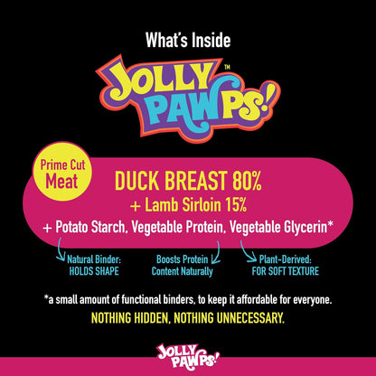 Jolly Pawps Duck + Lamb Squares Dog Treat – 90% Prime Cut Meat, Lab Tested, Grain Free, 0% Salt or Sugar, Dog Treats for Adult Dogs & Puppies 85g
