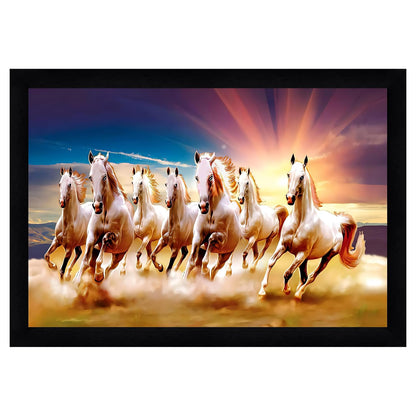 Runing Seven Horses Painting With Frame 13 Inches X 10 Inches (Style 5)