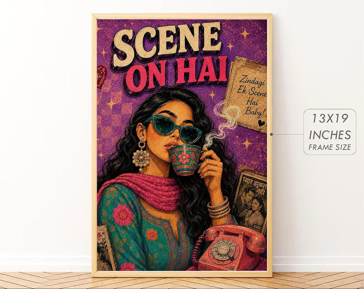 Big Aesthetic Indian Framed Posters Wall Decor Paintings For Living Room, Bedroom/Big Paintings For Wall Decoration/Posters Gift Items For Girls (13x19 Inches) (Swag)