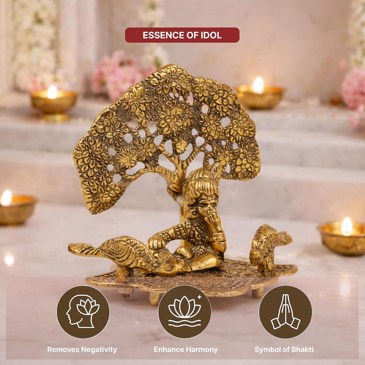 Radha Krishna Idol & Figurine for Home | God Idol for Pooja Room | Krishna Statue, Radha Krishna Murti & Gift Article (L13 x W8 x H12 cm)