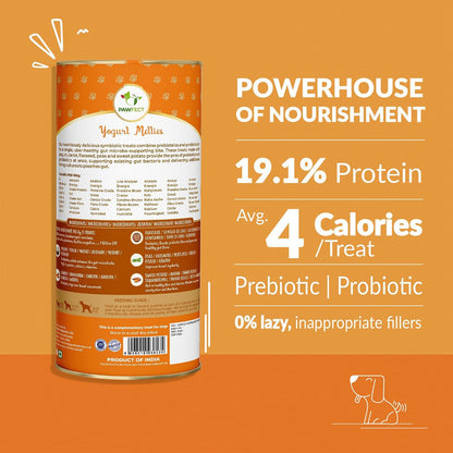 Pawfect Yogurt Melties Freeze Dried Pre and Probiotic Dog Treats with Carrot, Flaxseed, Pea & Sweet Potato - Healthy Gut - Low Calories - Grain & Gluten Free - Reward or Training Treats (38g/1.34oz)