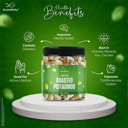 GreenFinity Dry Fruits Combo Pack- Green Raisins, Almonds, Roasted Pistachios, Cashews | Nutritious Healthy Snacks Ideal for Gifting, Festive Hampers, Family and Friends Treats (250g Each-Pack of 4)