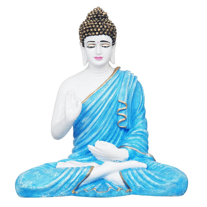 Blue Resin Handcrafted Blessing Lord Buddha Idol | Serene Home, Office Decor | Perfect for Offices, Meditation Rooms | Gift for Housewarmings, Diwali