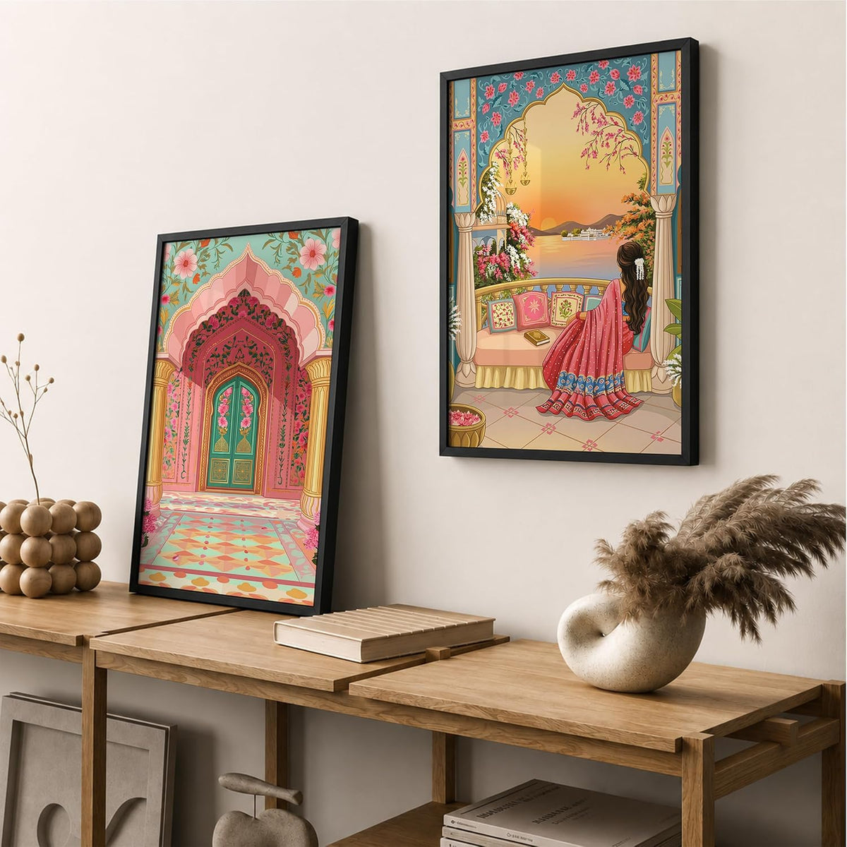 Traditional Indian Wall Art — Set of 2 (ART 12, 13x19 INCHES)