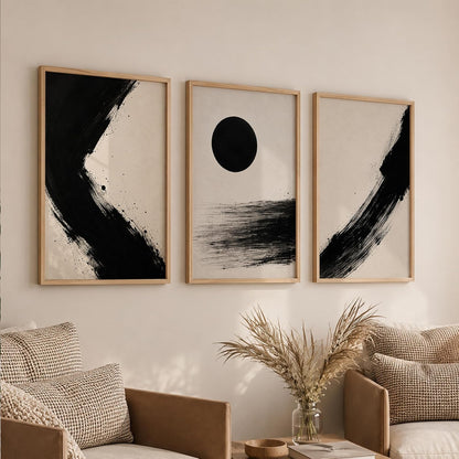 Wooden Frame Abstract Wall Art Set of 3, 10x13 Inches, for Living Room, Bedroom, Office, and Home Decoration