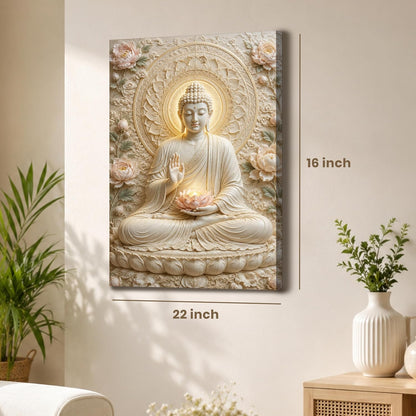 Spiritual Buddha Painting for Living Room, Buddha wall Art Painting for living room, Bedroom, office and Meditation Room, Canvas, 16x22 Inch