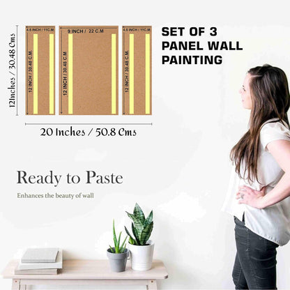deer Paintings for Wall Decoration - Set Of 3, 3d modern art Painting for Living Room Large Size with Frames for Home, Office painting 50.8 cm x 30.48 cm SANFJM36036-Engineered Wood