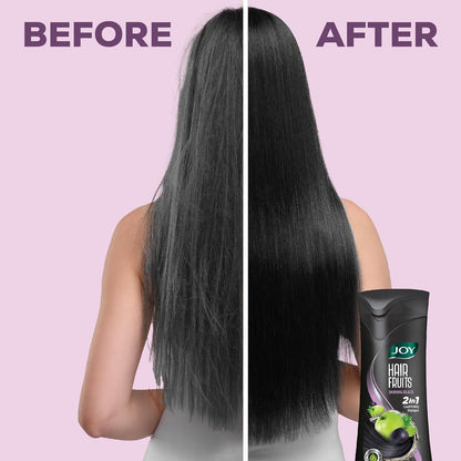Joy Hair Fruits Shining Black Conditioning Shampoo Enriched with Amla & Black Grapes, 340 ml