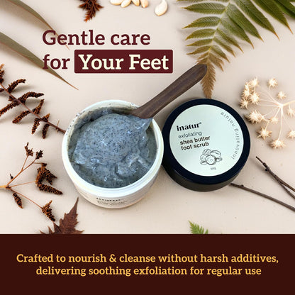 inatur Shea Butter Foot Scrub with Coconut Oil & Apricot Shell | Removes Dead Skin & Cracked Heels | Exfoliates, Softens & Smoothens Feet | With Vitamin E, Peppermint & Lavender Oils | 100g