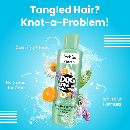 Bark Out Loud by Vivaldis - Dog Conditioner, Leave-in, No-Rinse Formula with Aloe Vera, Chamomile & Lavendar for Soft, Nourished Coats & Tangle-Free, No Frizz Grooming (100ml)