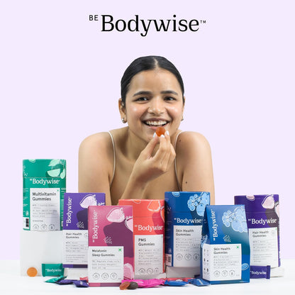 Be Bodywise Biotin Hair Gummies for Postpartum Hair Fall | 60 Day Pack | With High Potency Biotin, Zinc, Folic Acid, Fibre & Multivitamins | Strawberry Flavour