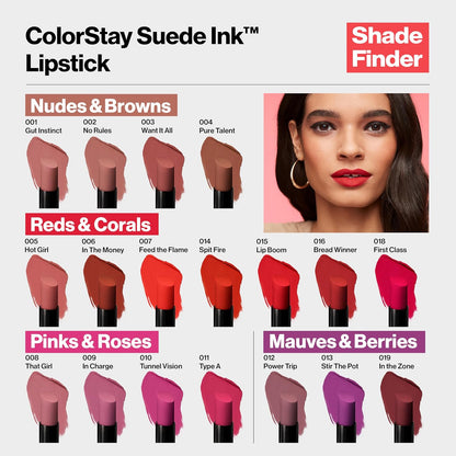Revlon Lipstick, ColorStay Suede Ink, Built-in Primer, Infused with Vitamin E, Waterproof, Smudge-proof, Matte Color, 003 Want It All, 2.55 g