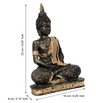eCraftIndia Golden Black Meditating Lord Buddha Idol for Home Decor Living Room Office | Gautam Buddha Statue Gift for Diwali Housewarming Birthday Buddha Purnima