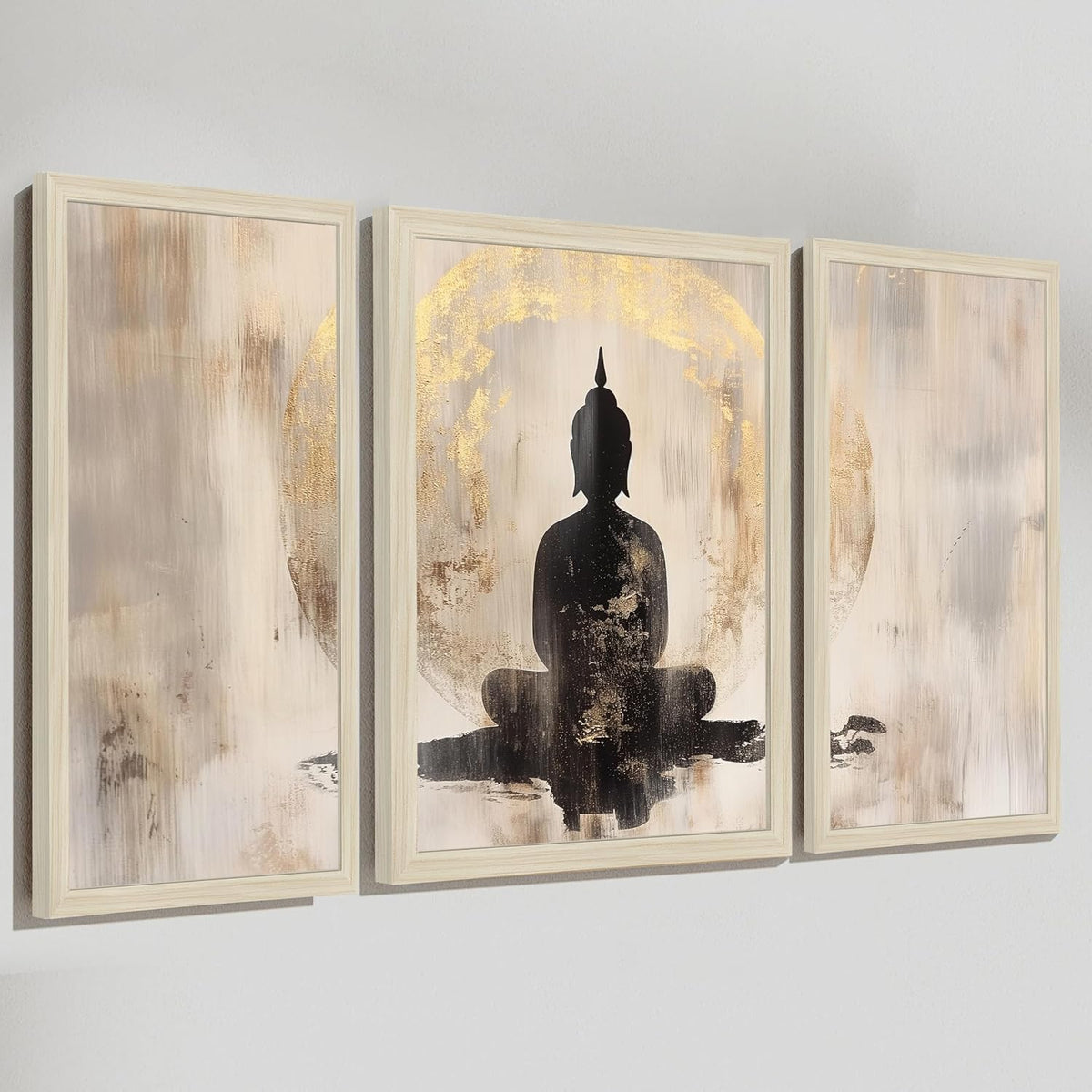 Framed Painting Buddha Abstract Framed Wall Art Painting Home D cor Pack Of 3 |Suits for Hallways, Living Room, Bedroom, Office Set Of 3, 22x46 cm, 33x44 cm