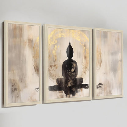 Framed Painting Buddha Abstract Framed Wall Art Painting Home D cor Pack Of 3 |Suits for Hallways, Living Room, Bedroom, Office Set Of 3, 22x46 cm, 33x44 cm