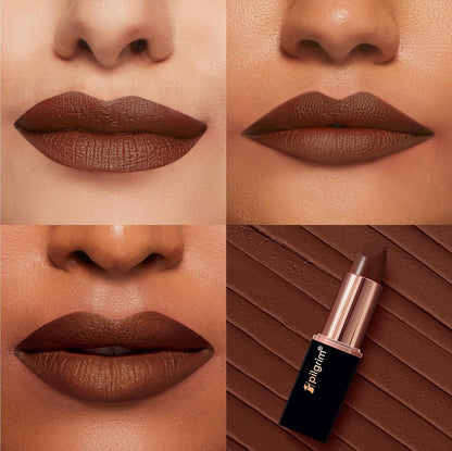 Pilgrim Matte Me Up Bullet Lipstick 4.2g | Creamy, Lightweight, Bold, Non Drying | SPF 30 | Enriched With Hyaluronic Acid & Spanish Squalane | Lipstick for dusky skin tone | Chocolate Tease -32