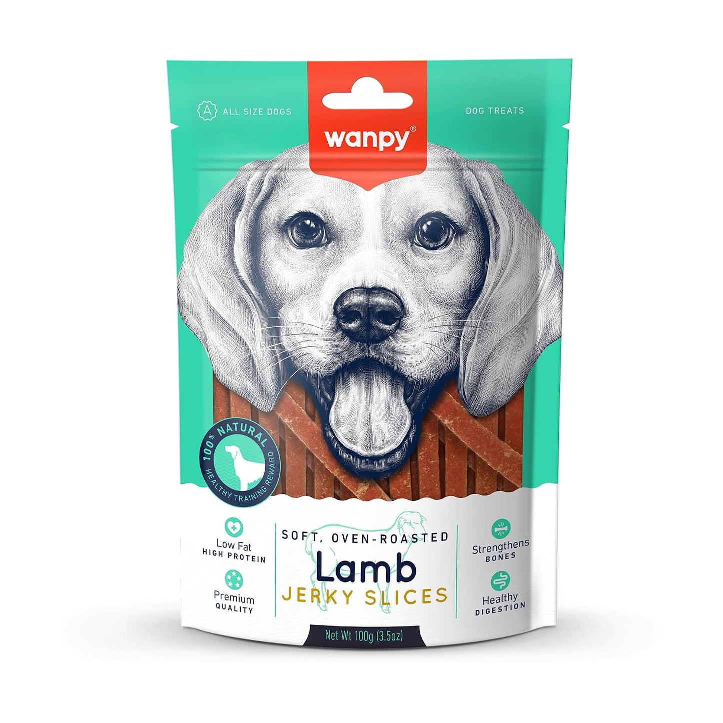 Wanpy 100% Natural Dog Treat | Lamb Jerky Slices 100Gm (Pack of 1) by DogsNCats