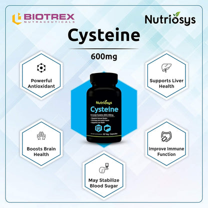 Nutriosys Cysteine 600mg (90 Veg Capsules), Supports immune system