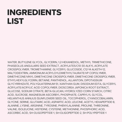 Ingredients list on a white background