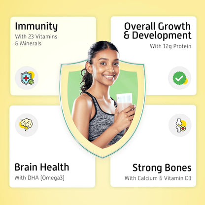 Little Joys Chocolate Nutrimix 13+ (350g) | Naturally Sweetened with Dates & Jaggery | With 23 Essential Vitamins & Minerals | 12g Protein per Serving | Supports Healthy Growth & Boosts Immunity| Chocolate Flavour Nutrition Drink Powder