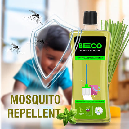 Beco Natural Disinfectant Surface & Floor Cleaning Liquid | 1L Bottle | Non Toxic Germ Kill Formula | Lemongrass & Basil Freshness | Safer Than Phenyl | Kids Safe & Pet Friendly Floor Cleaner Liquid