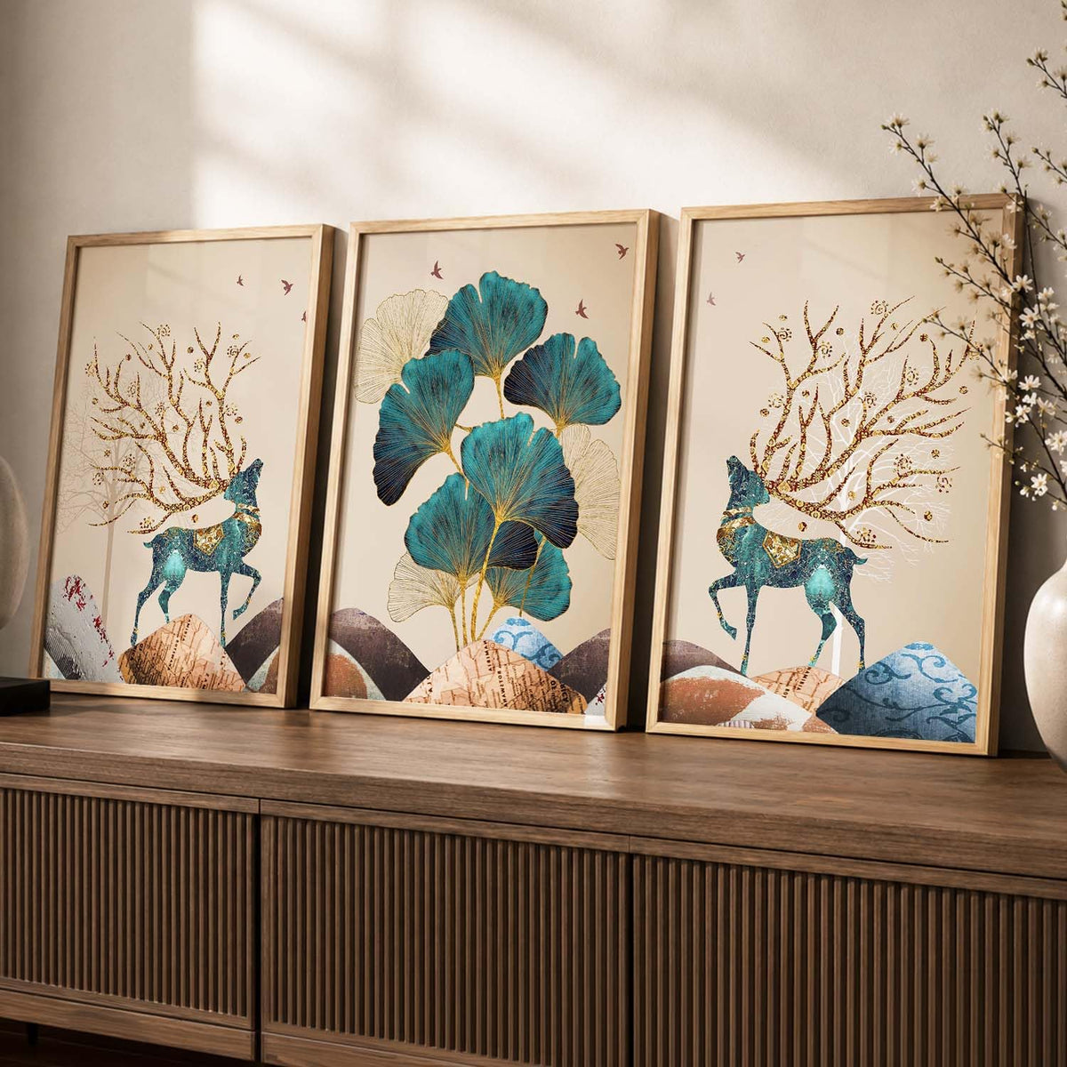 Modern Wall Art framed Painting for Wall Decoration - Wall Paintings for Living Room, Bedroom - Big Size Wall Painting Set of 3 (Art 2, 10x13 inch)