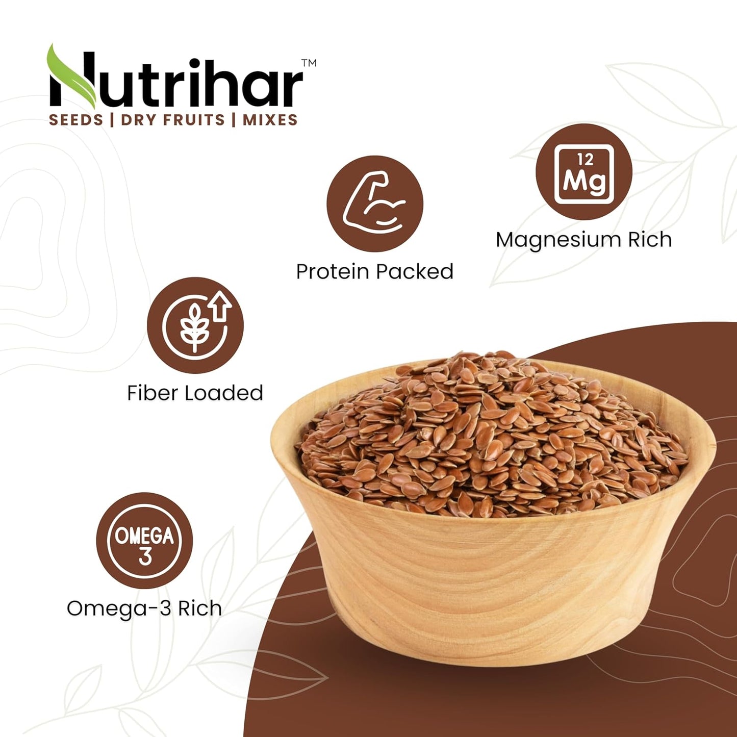 Nutrihar Roasted Flax Seeds 100g | Unsalted & Roasted Alsi Seeds | Omega-3 & Calcium Rich | No Added Oil
