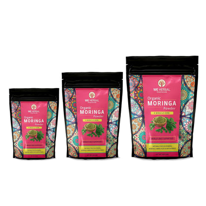 WE HERBAL Organic Moringa Powder, 100% Natural, Helps in Weight Loss, Reduces Bad Cholesterol, Rich in Vitamins, Minerals & Antioxidants, 50gms