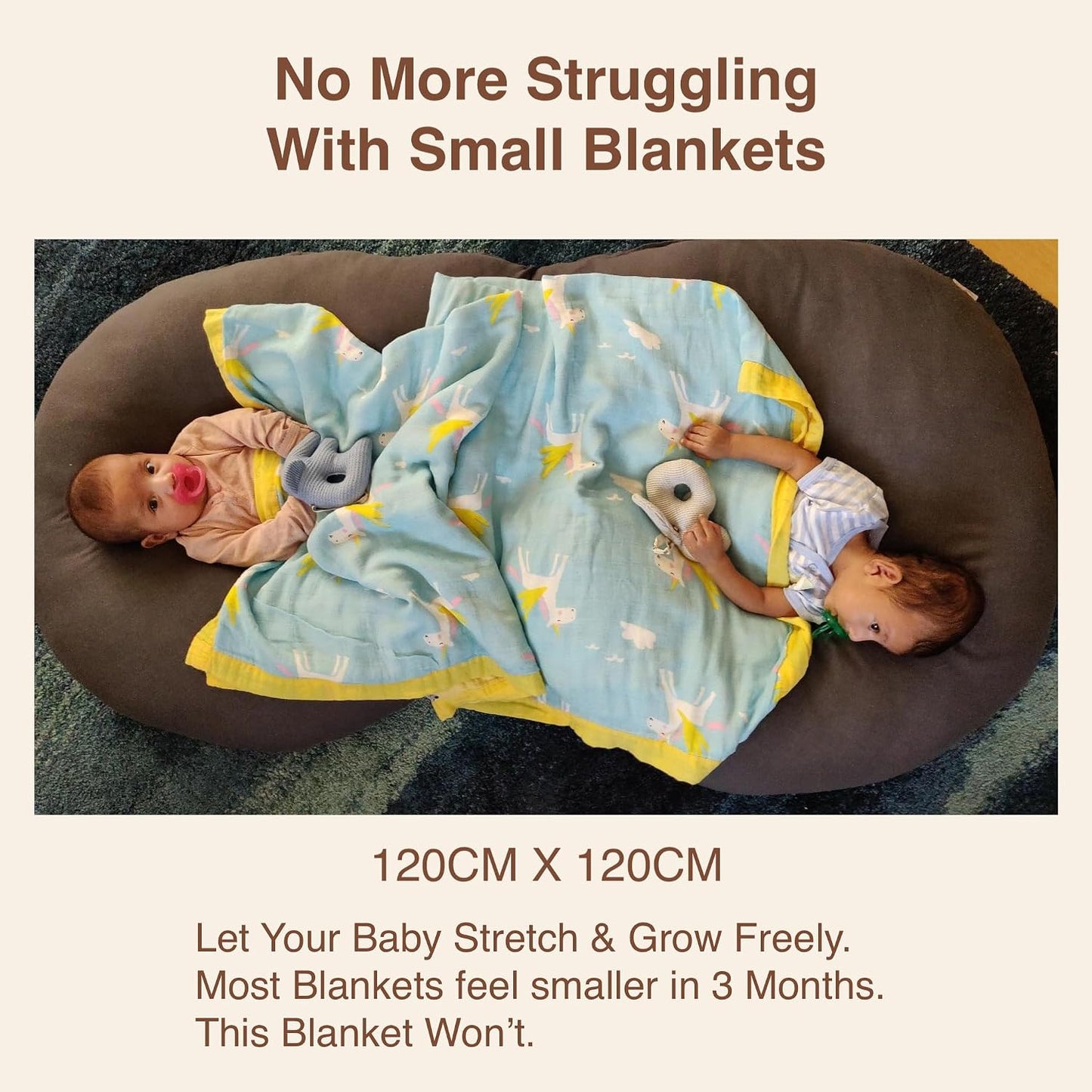 DOTMOM Premium Bamboo 6 Layered Baby Blanket – Hypoallergenic, Antibacterial & Highly Breathable, Super Soft Receiving Wrapper for Newborn Girls & Boys, Baby Essential Bedding – 0 to 3 Years