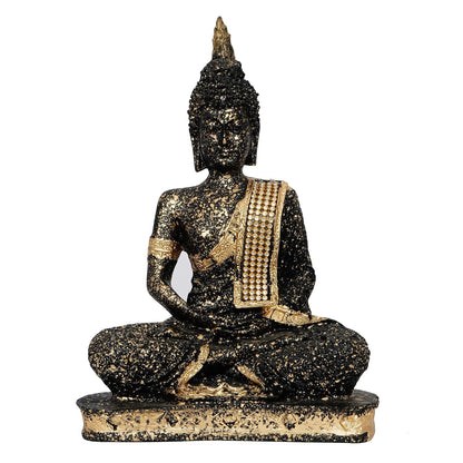 eCraftIndia Golden Black Meditating Lord Buddha Idol for Home Decor Living Room Office | Gautam Buddha Statue Gift for Diwali Housewarming Birthday Buddha Purnima