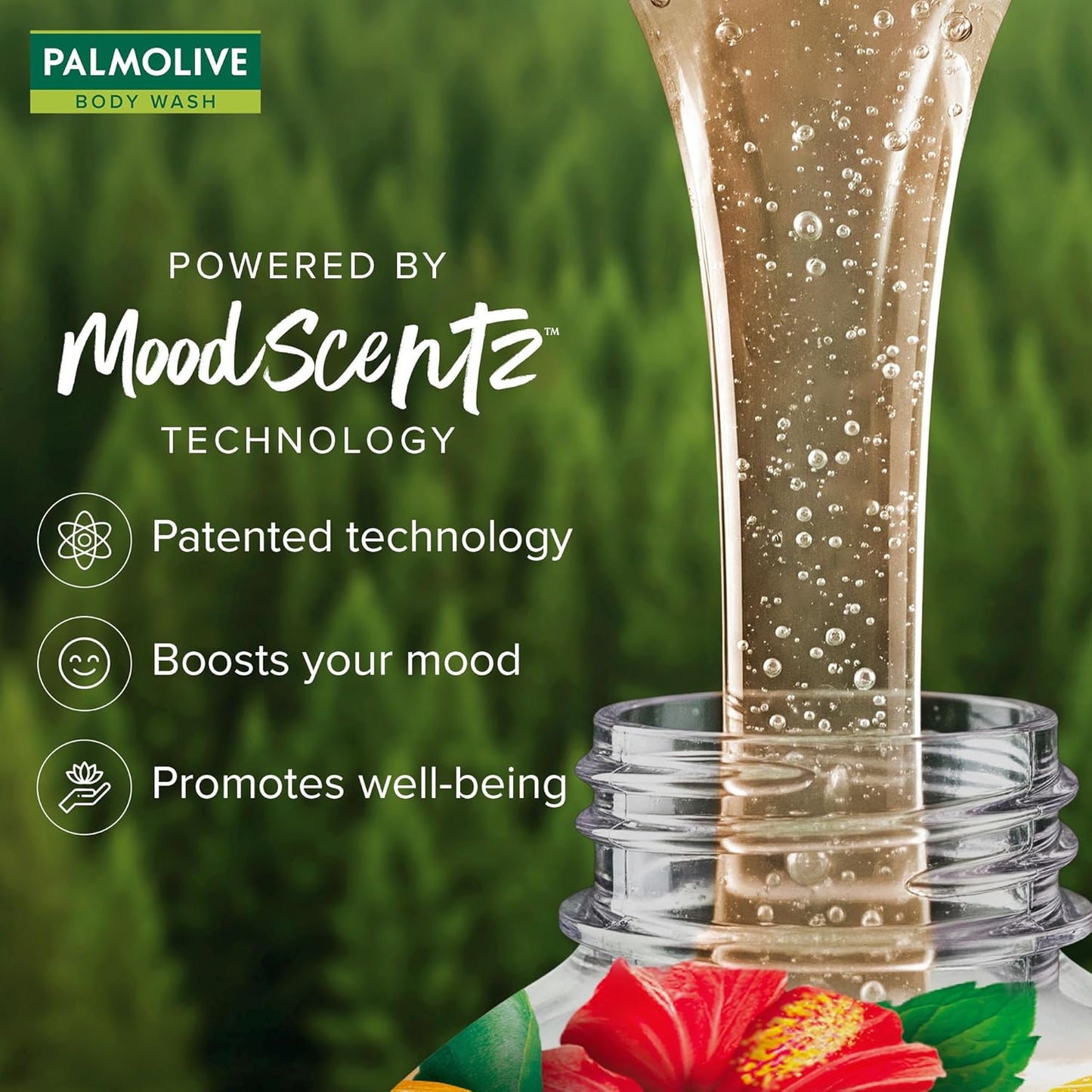 Palmolive Mindful Awake Body Wash, 750ml Shower Gel Single Pump Bottle, 100% Natural Orange & Hibiscus Extracts, pH Balanced Bodywash, Free of Parabens & Silicones