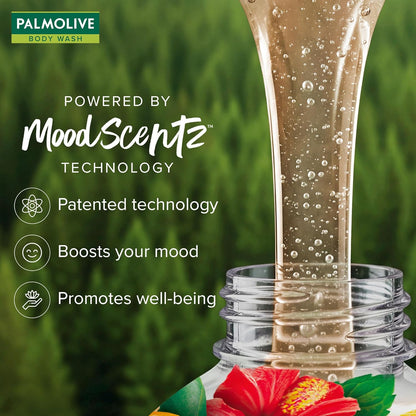 Palmolive Mindful Awake Body Wash, 750ml Shower Gel Single Pump Bottle, 100% Natural Orange & Hibiscus Extracts, pH Balanced Bodywash, Free of Parabens & Silicones