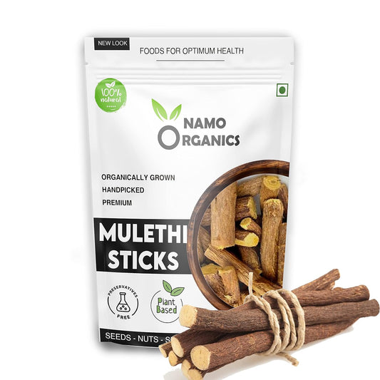 Namo Organics Mulethi Stick For Eating - 100 Gms - Yashtimadhu/Licorice Roots For Throat
