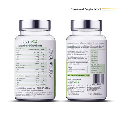 Zephivo Health Veda Organics Advanced Biotin Tablets | Boosts Keratin Production & Improves Hair Thickness with Natural Sesbania Agati Leaf Extract | Hair Vitamins (Biotin, Vitamin E & Copper) for Healthy Hair, Skin & Nails | For Both Men & Women (60 Tablets)