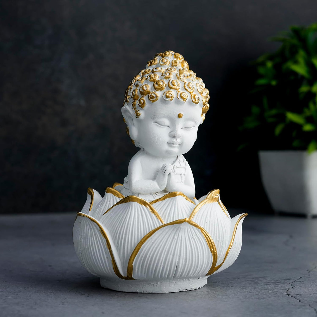 Laughing Buddha Baby Monk Idol Statue Showpiece Home Decor Items for Living Room and Gifts-WT_GOL-LBMK4
