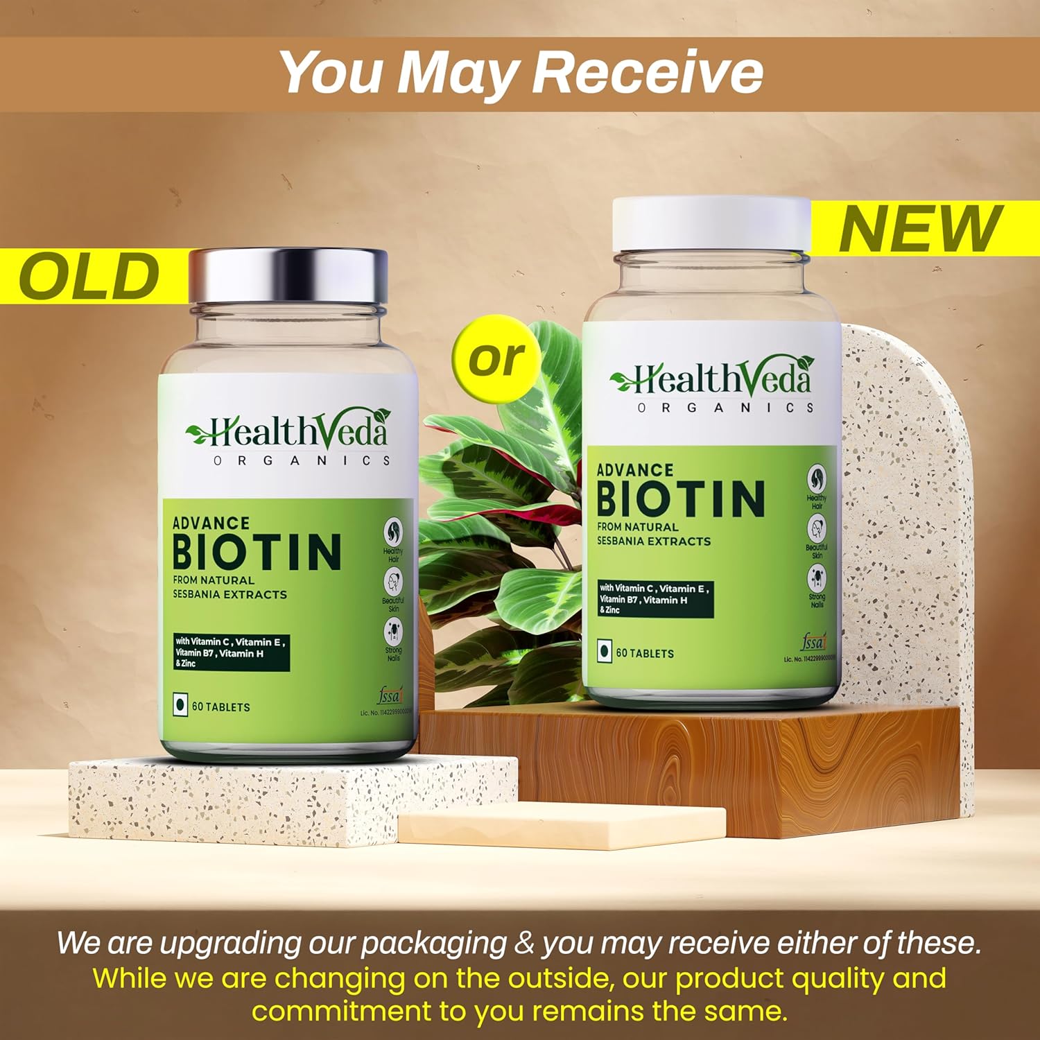 Zephivo Health Veda Organics Advanced Biotin Tablets | Boosts Keratin Production & Improves Hair Thickness with Natural Sesbania Agati Leaf Extract | Hair Vitamins (Biotin, Vitamin E & Copper) for Healthy Hair, Skin & Nails | For Both Men & Women (60 Tablets)