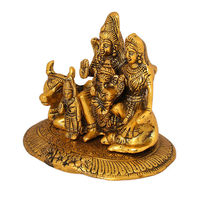 Brass Metal Lord Shiva Parvati Kartikeya and Ganesha Murti Shiv Family Parivar Idol Statue for Home Decor, Mandir,Temple, Gift, Showpiece 6.5 Inches Height
