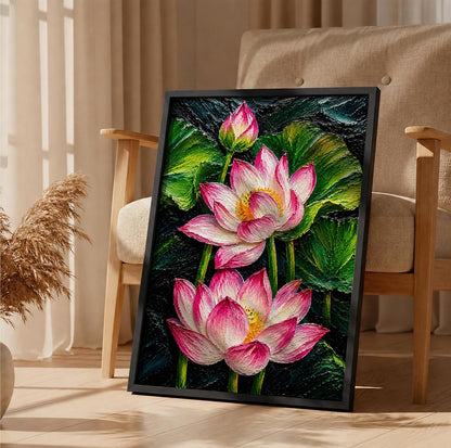 Pink Lotus Framed Wall Art, Black, 10x13 Inches