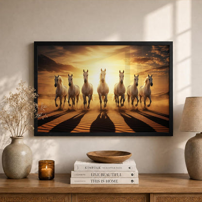 7 Horse Vastu Wall Painting (Landscape Collection) (Natural, Design 22, 48L x 33W cm)