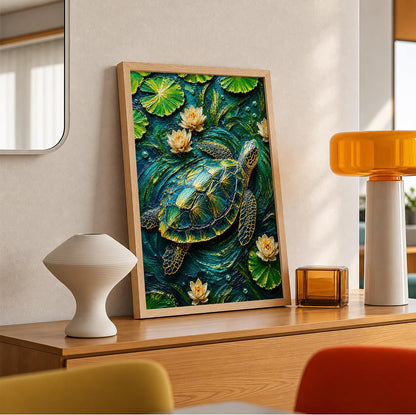 Sea Turtle Framed Wall Art, Natural, 10x13 Inches