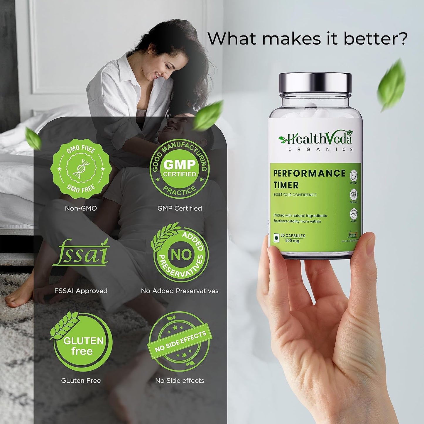 Zephivo HEALTH VEDA ORGANICS PRIVATE LIMITED Timer For Men | Enhances Immunity, Improves Energy Levels & Boosts Strength | 60 Veg Capsules