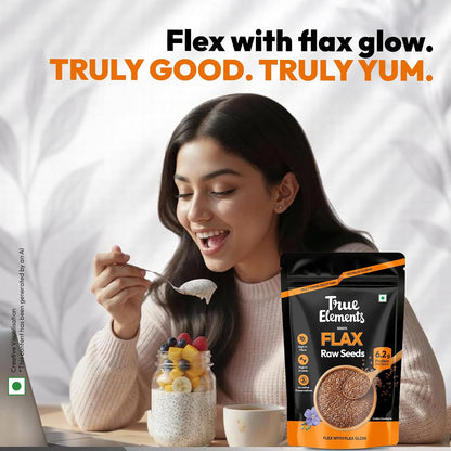 True Elements Flax Seeds 500g - Alsi Seeds with Omega 3, 27g Fibre per 100g | Seeds for Heart Health & Daily Nutrition