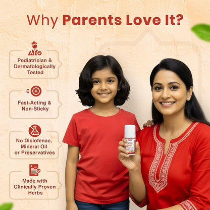 BabyOrgano Ayurvedic Pain Relief Roll On for Babies 3+ Months | With Shallaki, Chamomile & Tea Tree Oil | Soothes Muscle & Joint Pain | Pediatrician & Dermatologically Tested | Paraben-Free | 40ml