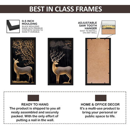 Framed Art Painting For Home, Living Room, Hall | Traditional Paintings With Frame For Home Decor (Deer D2)