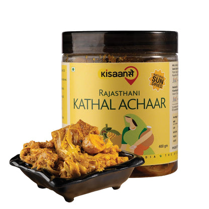 KisaanSay Jackfruit Pickle| Katahal ka Achar | Kathal achaar | 400 GM | Traditional Spicy & Tangy | No Preservatives, No Vinegar | Made in Pure Mustard Oil | Sun-Dried | Homemade Taste | Plastic Jar | No Onion & No Garlic | hodale | palapazham