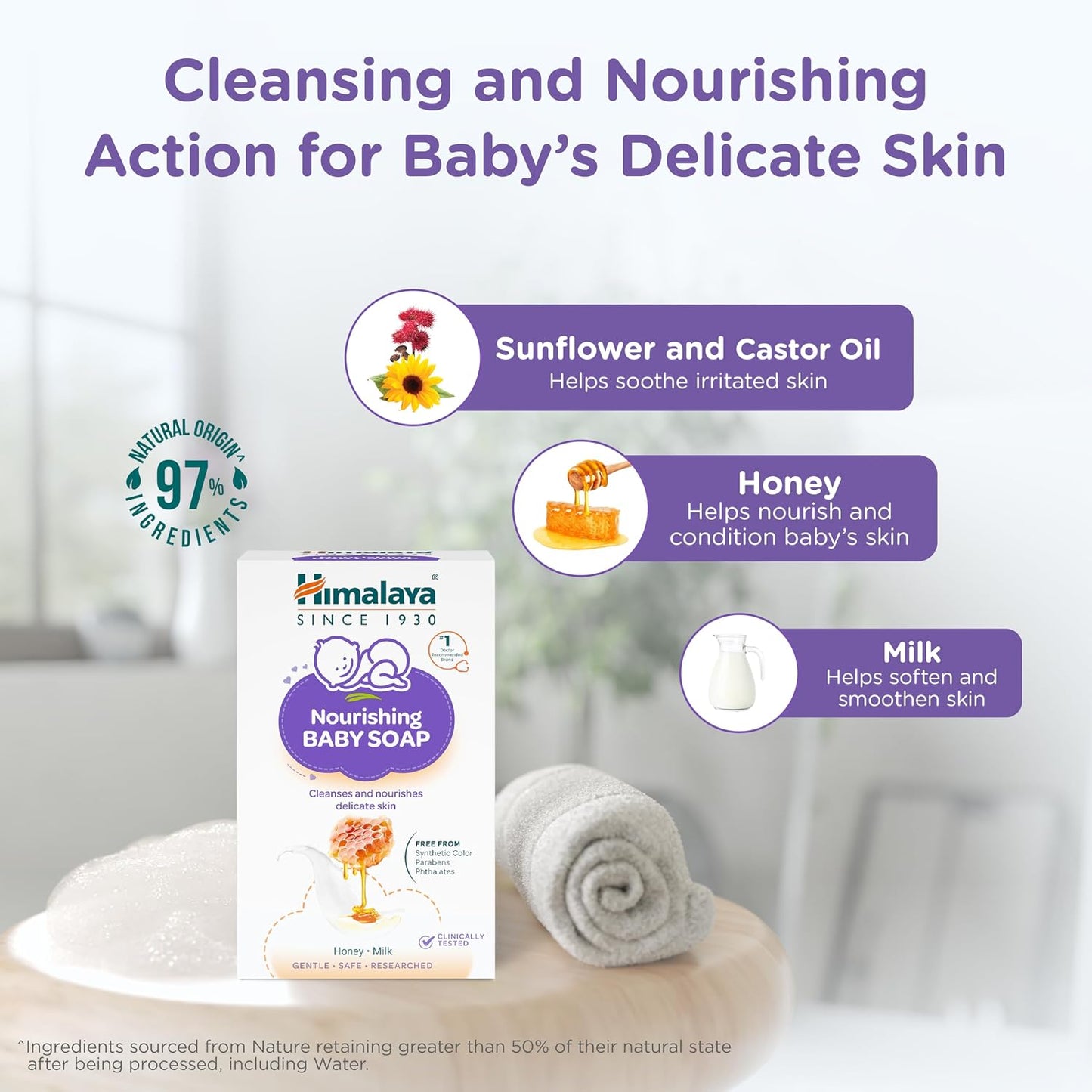 Himalaya Nourishing Baby Soap for Sensitive Skin - 75g | Honey Milk Complex with Sunflower Oil to Nourish Skin| Free From Harsh Chemicals | #1 Doctor Recommended Brand
