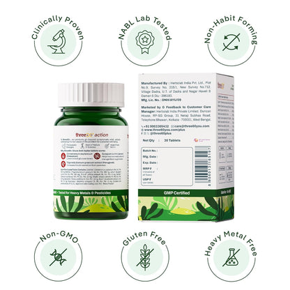 three60+ Gluco Anti-Spike Tablets | Sugar Control Tablet for Prediabetics | 14-Hour Sustained Release | Clinically Proven Diabetic Care Tablets & Supplements | Natural, Gluten Free, Non-GMO | 30 Tablets