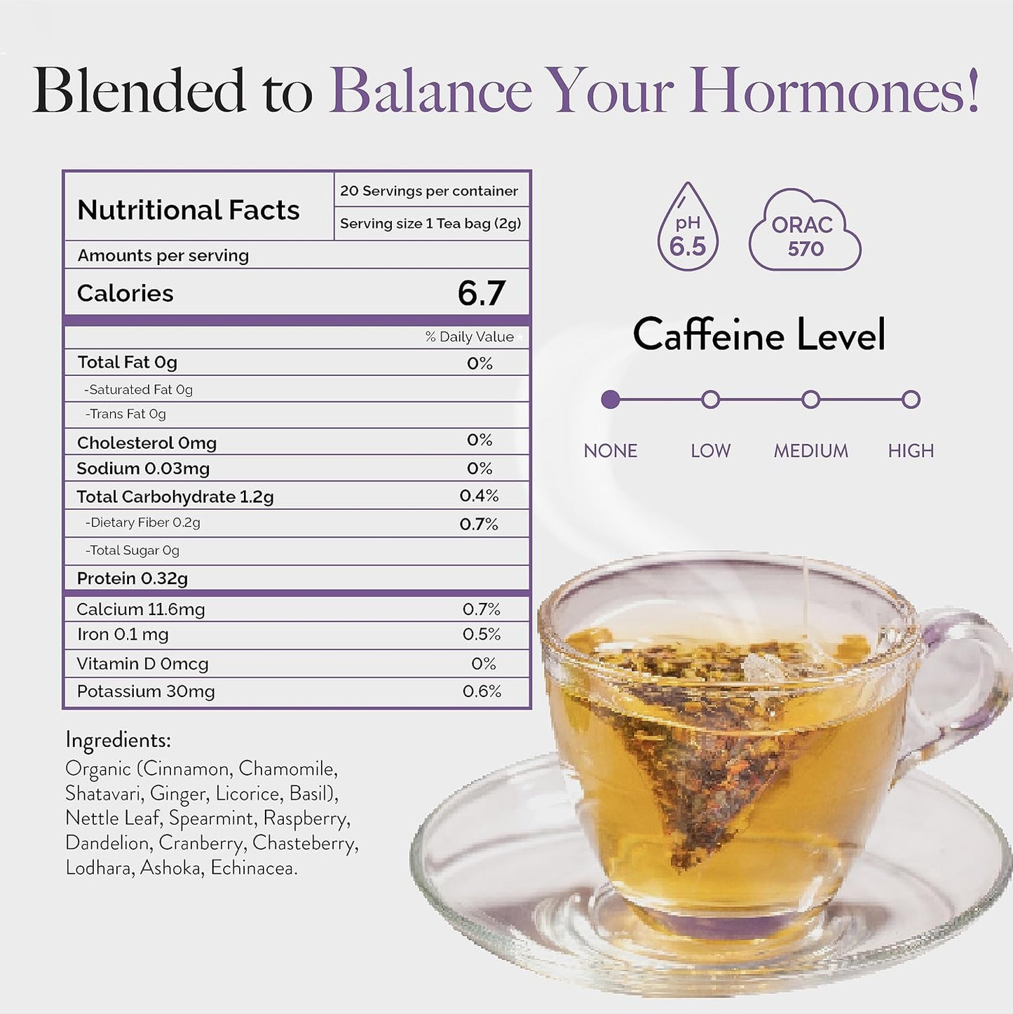 Wellbeing Nutrition Her Care Tea for PCOS PCOD | Herbal Tea for Women with Shatavari & Chasteberry for PMS Relief, Hormonal Imbalance & Regularize Menstrual Cycle (20 Pyramid Tea Bags)