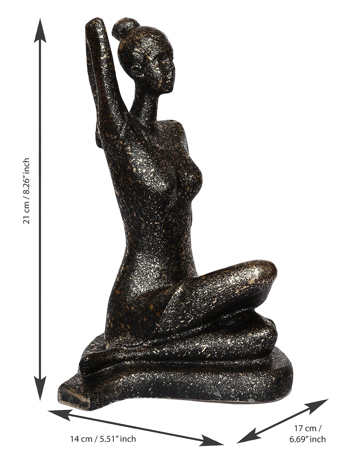 Black Resin Woman in Gomukhasana Cow Face Pose | Yoga Woman Statue Showpiece for Home Decor Living Room Bedroom Office Yoga Studio | Womens Day Gift for Ladies | Birthday Gift for Women