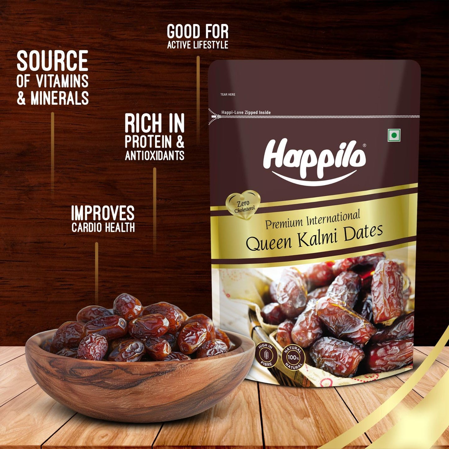 Happilo Premium International Queen Kalmi Dates 200g | Khajur, Khajoor | Dry Fruits | Dates in Fresh | Healthy Snacks | Dry Dates | Soft & Sweet | Natural Sweetness | No Preservatives